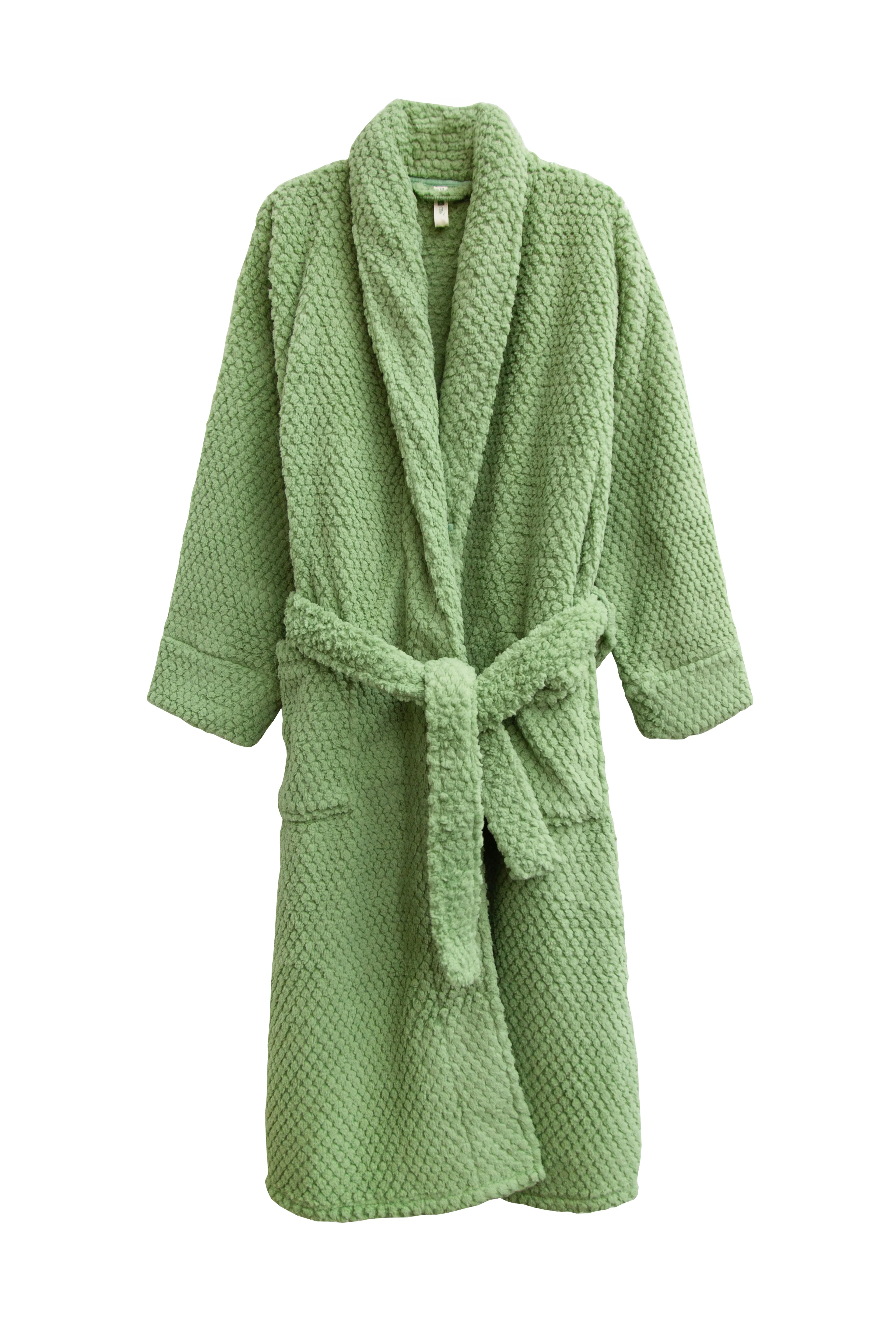 La Cera Plus Size Honeycomb Textured Fleece Wrap Robe