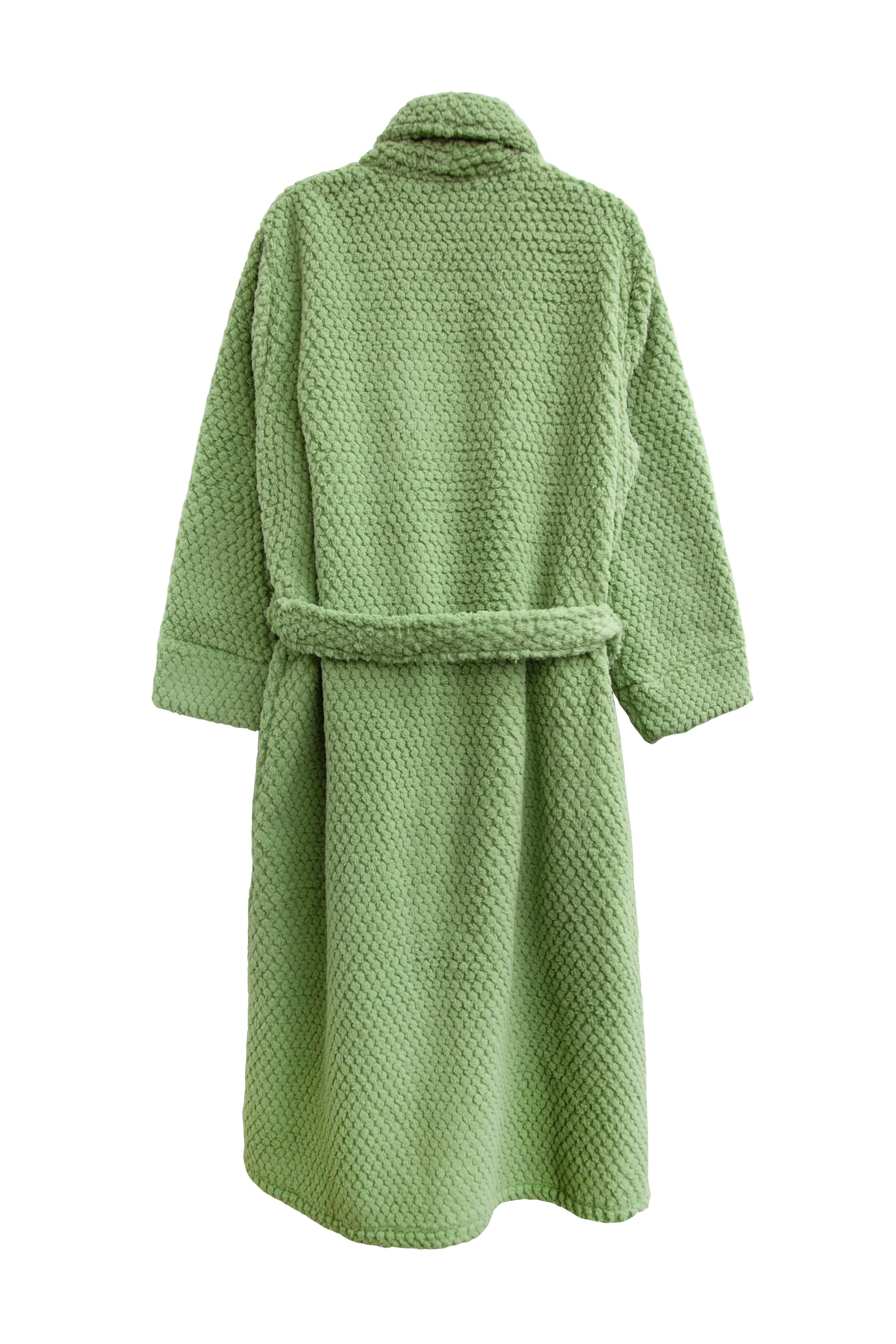 La Cera Plus Size Honeycomb Textured Fleece Wrap Robe