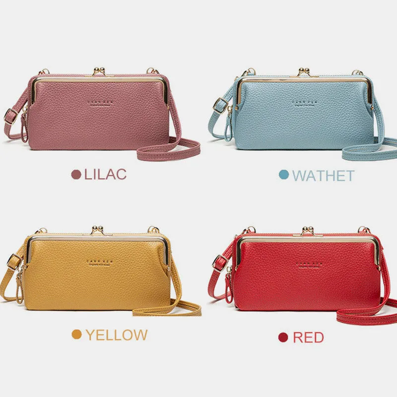 Large Capacity Multifunctional Kiss-lock  Crossbody Phone Bag