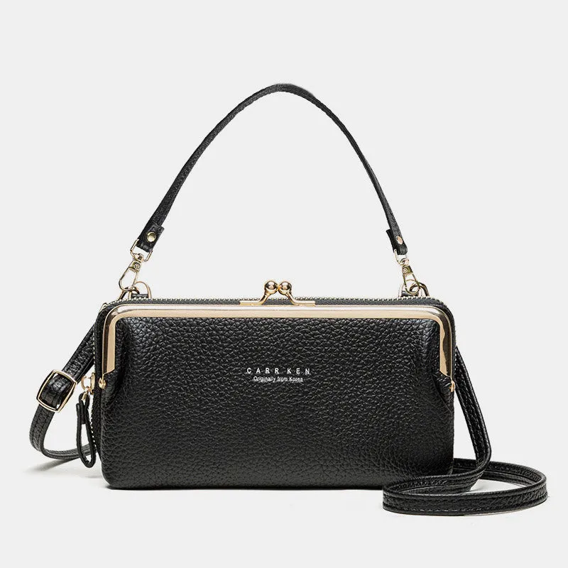 Large Capacity Multifunctional Kiss-lock  Crossbody Phone Bag