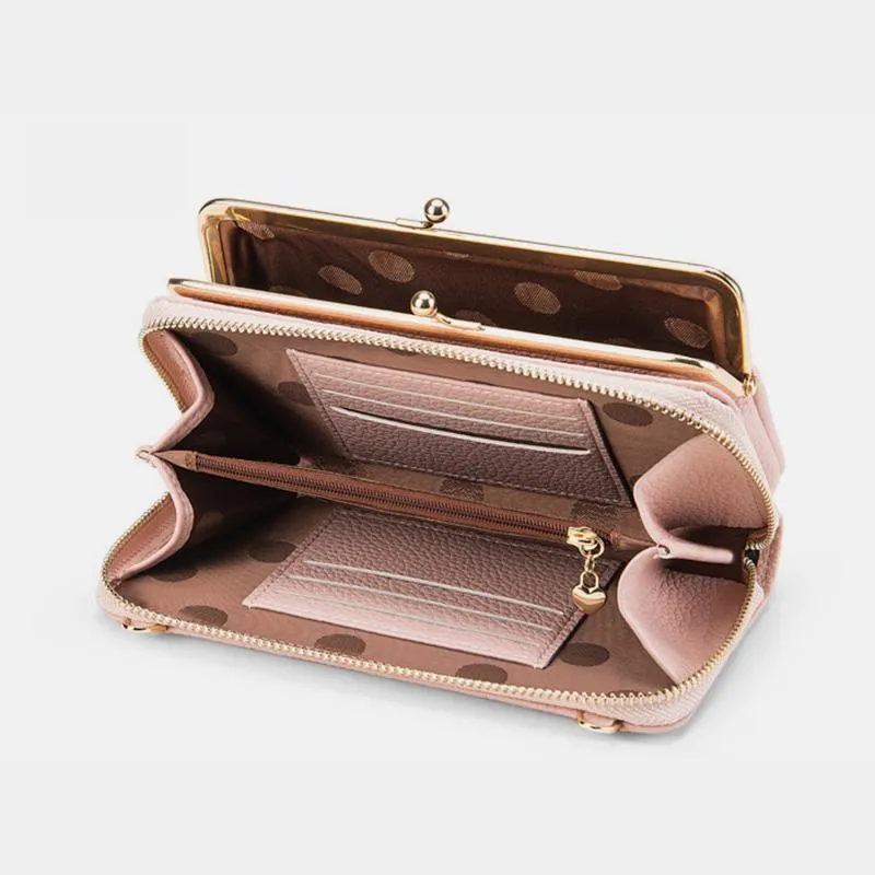 Large Capacity Multifunctional Kiss-lock  Crossbody Phone Bag