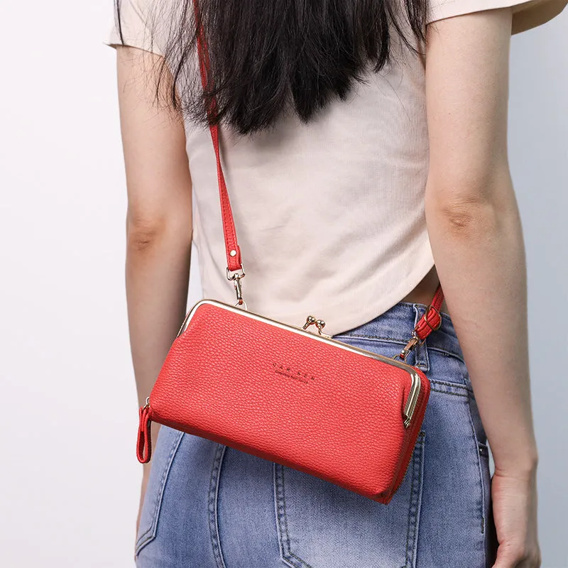 Large Capacity Multifunctional Kiss-lock  Crossbody Phone Bag