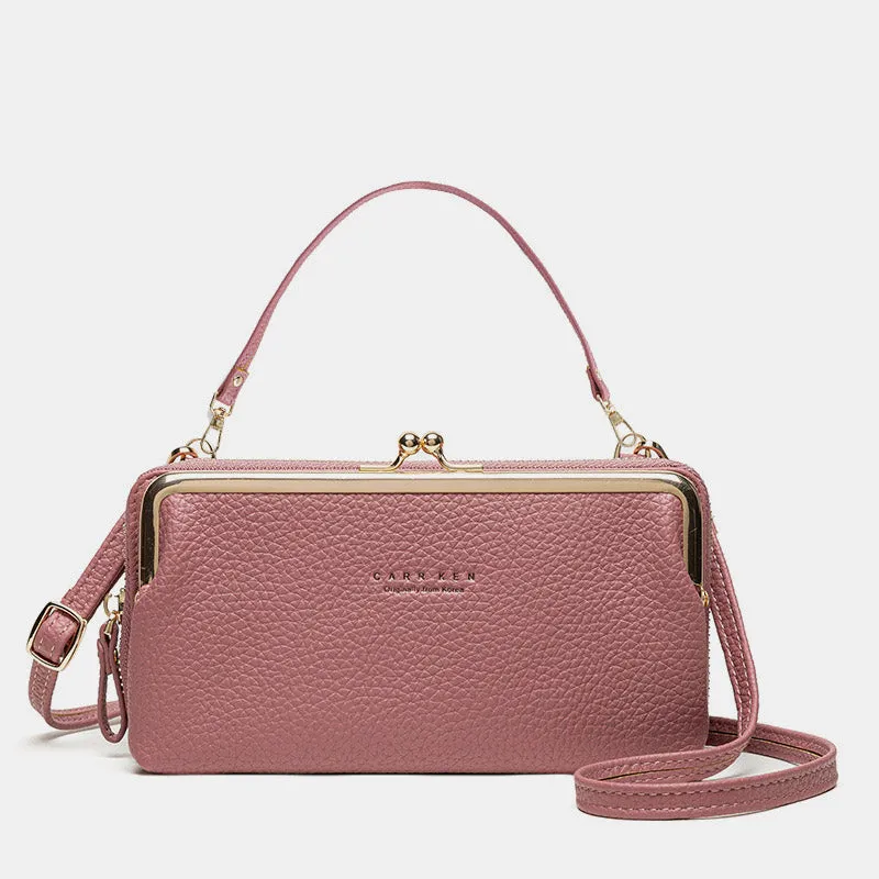 Large Capacity Multifunctional Kiss-lock  Crossbody Phone Bag