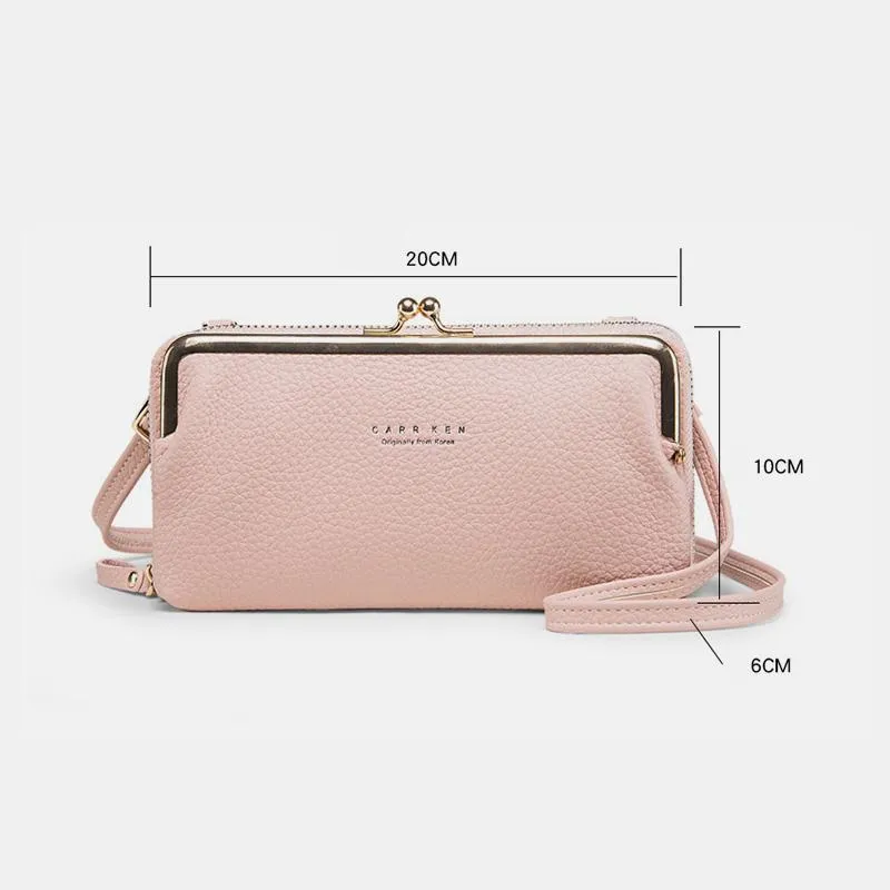 Large Capacity Multifunctional Kiss-lock  Crossbody Phone Bag