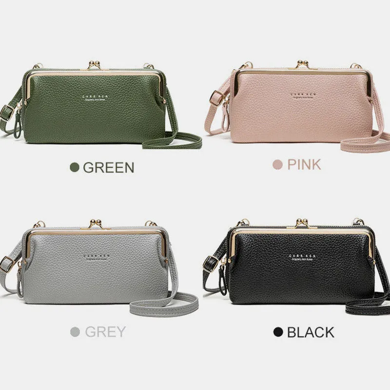Large Capacity Multifunctional Kiss-lock  Crossbody Phone Bag