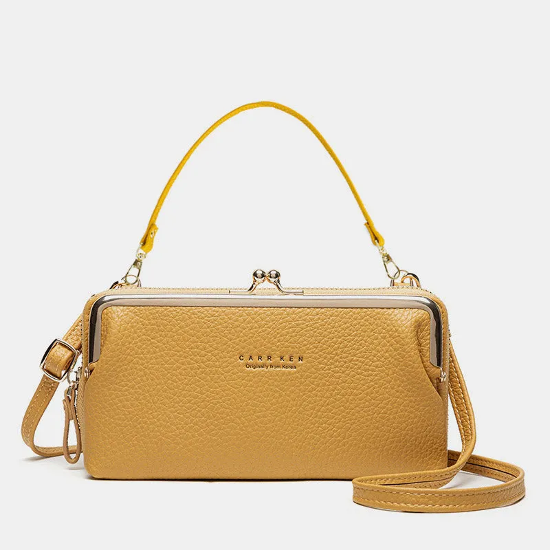 Large Capacity Multifunctional Kiss-lock  Crossbody Phone Bag