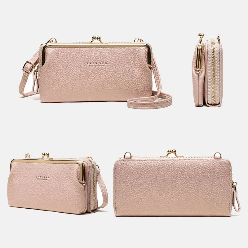Large Capacity Multifunctional Kiss-lock  Crossbody Phone Bag