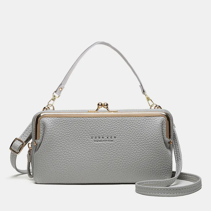 Large Capacity Multifunctional Kiss-lock  Crossbody Phone Bag