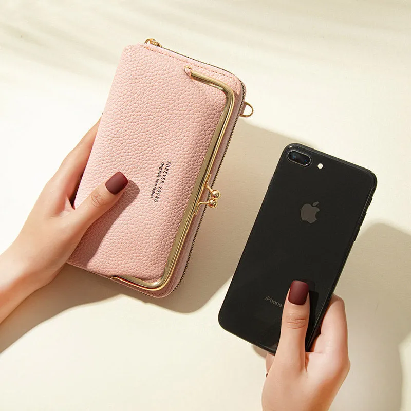 Large Capacity Multifunctional Kiss-lock  Crossbody Phone Bag