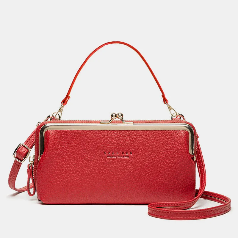 Large Capacity Multifunctional Kiss-lock  Crossbody Phone Bag