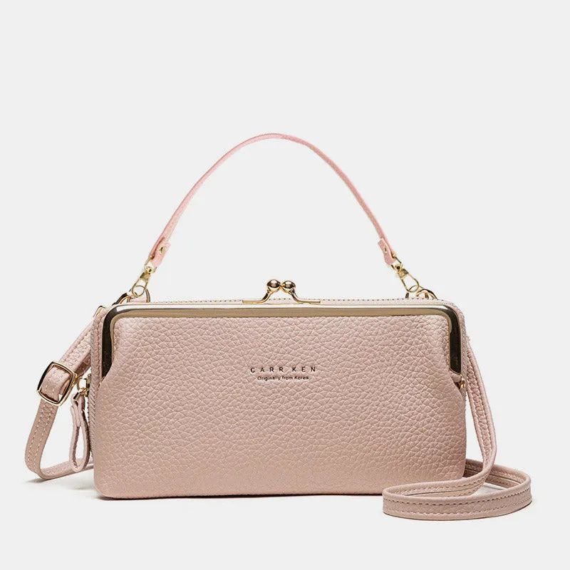 Large Capacity Multifunctional Kiss-lock  Crossbody Phone Bag