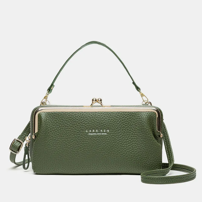 Large Capacity Multifunctional Kiss-lock  Crossbody Phone Bag