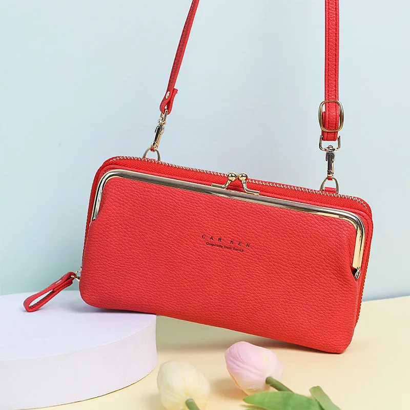 Large Capacity Multifunctional Kiss-lock  Crossbody Phone Bag