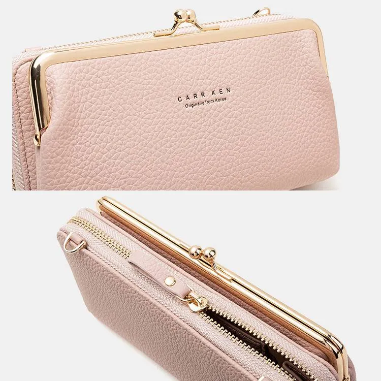 Large Capacity Multifunctional Kiss-lock  Crossbody Phone Bag