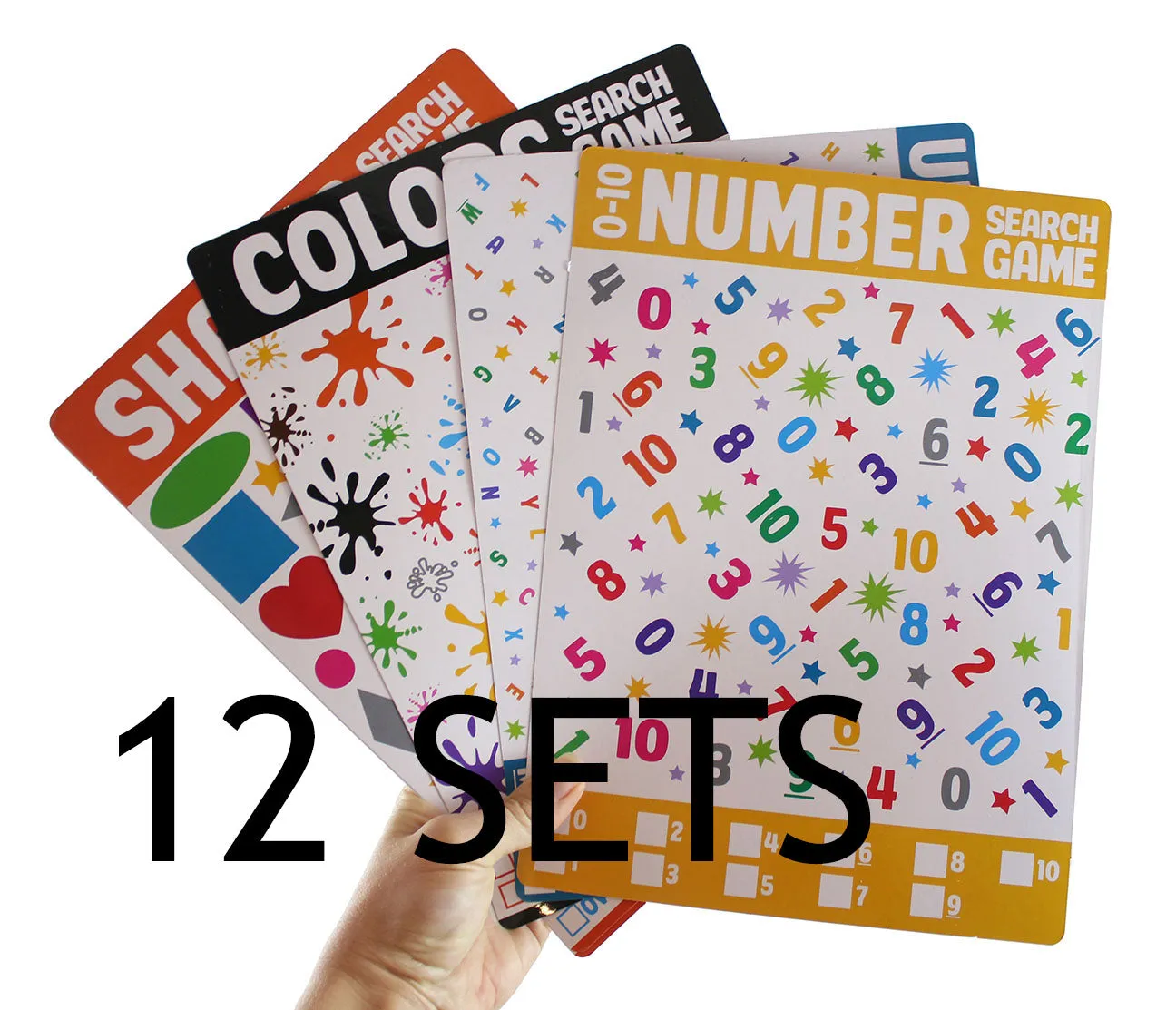 LAST CHANCE - LIMITED STOCK - SALE -Learning Seek and Find Dry Erase & Wipe Off -  Activity Pages - Set of 6 - Uppercase/Lowercase/Numbers 1-20/Colors/Shapes