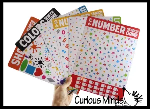 LAST CHANCE - LIMITED STOCK - SALE -Learning Seek and Find Dry Erase & Wipe Off -  Activity Pages - Set of 6 - Uppercase/Lowercase/Numbers 1-20/Colors/Shapes