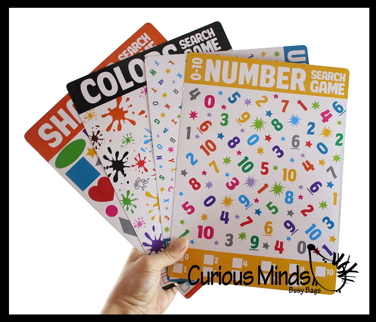 LAST CHANCE - LIMITED STOCK - SALE -Learning Seek and Find Dry Erase & Wipe Off -  Activity Pages - Set of 6 - Uppercase/Lowercase/Numbers 1-20/Colors/Shapes