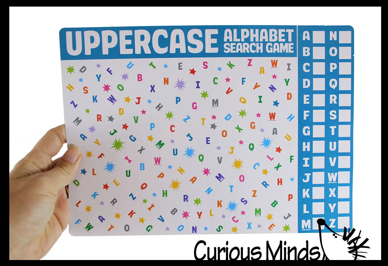 LAST CHANCE - LIMITED STOCK - SALE -Learning Seek and Find Dry Erase & Wipe Off -  Activity Pages - Set of 6 - Uppercase/Lowercase/Numbers 1-20/Colors/Shapes