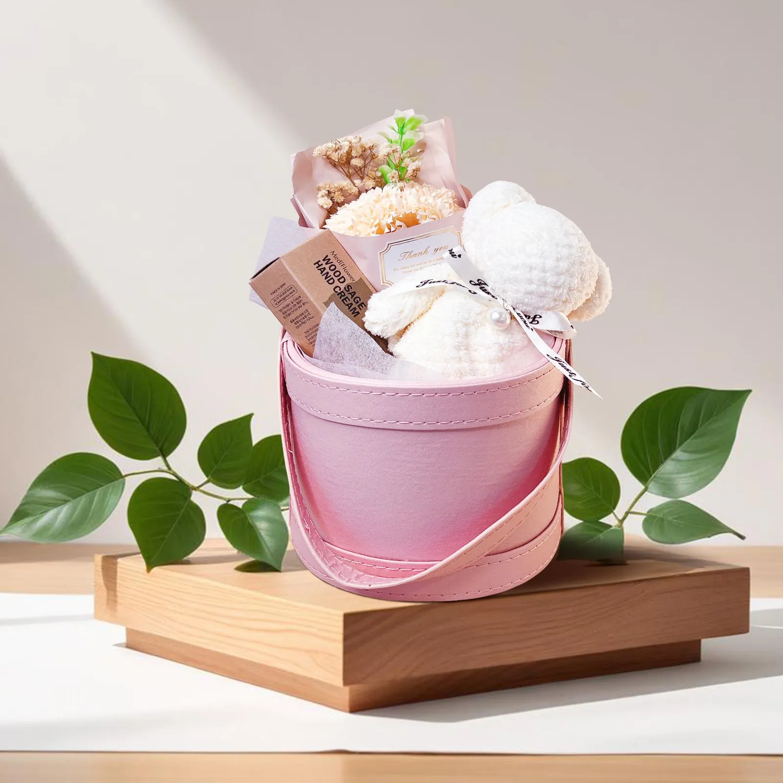 Leather Gift Basket, Premium Curated Craft Gift Basket, Elegant Gift