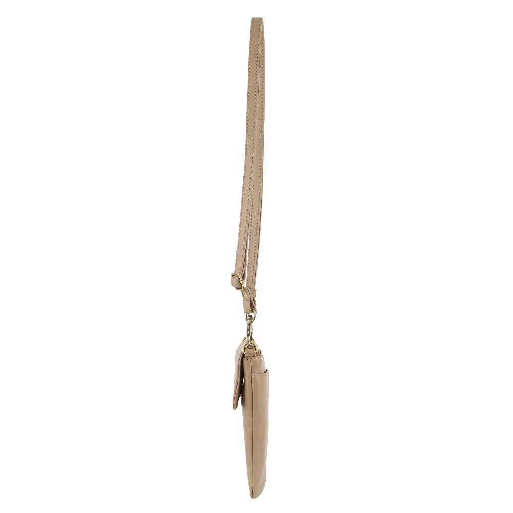 Leather Phone Cross Body Bag - Gold