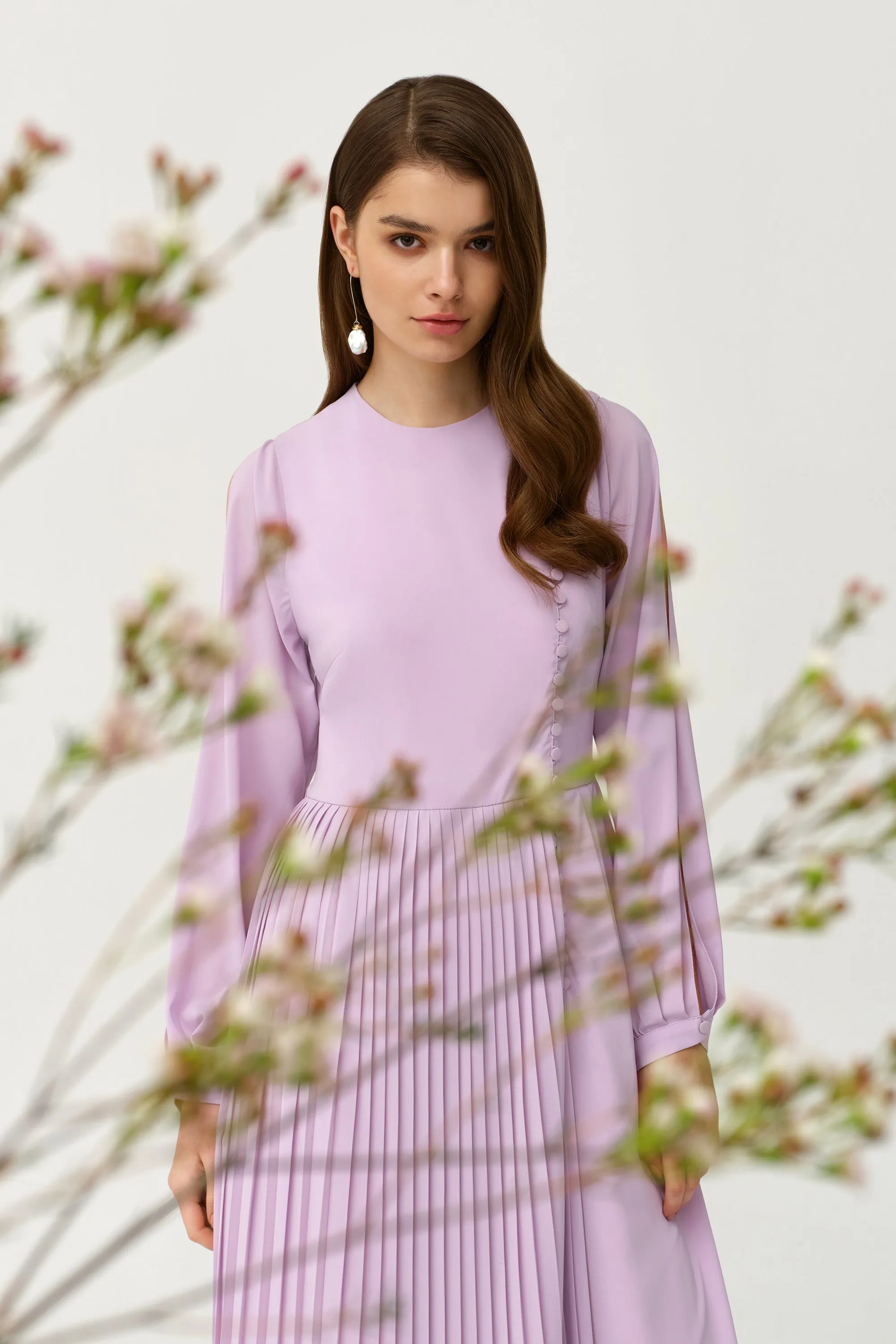 Light Purple Crepe Long Fancy Kaftan - NW-NO.5