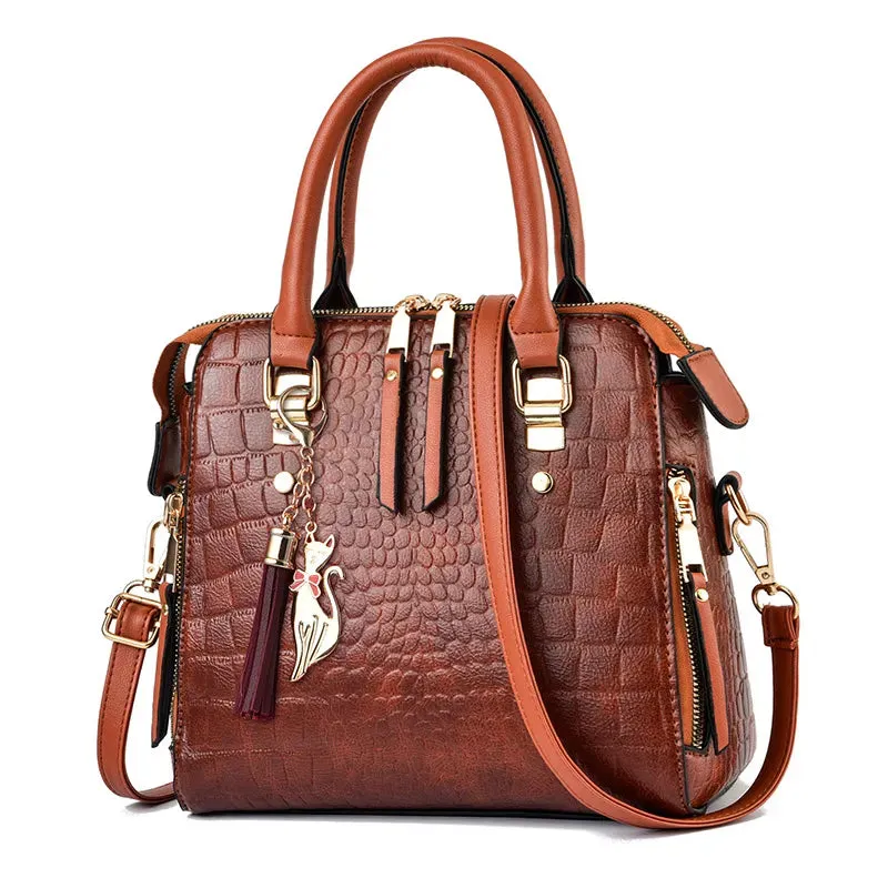 Luxurious Crocodile Pattern PU Leather Tote