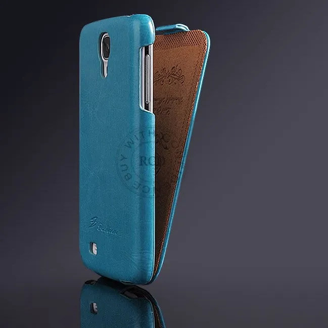 Luxury Retro PU Leather Crazy Horse Full Case For Samsung Galaxy S4 S IV i9500 Flip Cover Open Up And Down Fashion LOGO Case