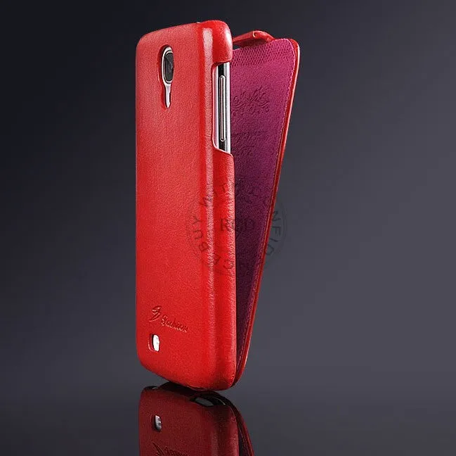 Luxury Retro PU Leather Crazy Horse Full Case For Samsung Galaxy S4 S IV i9500 Flip Cover Open Up And Down Fashion LOGO Case
