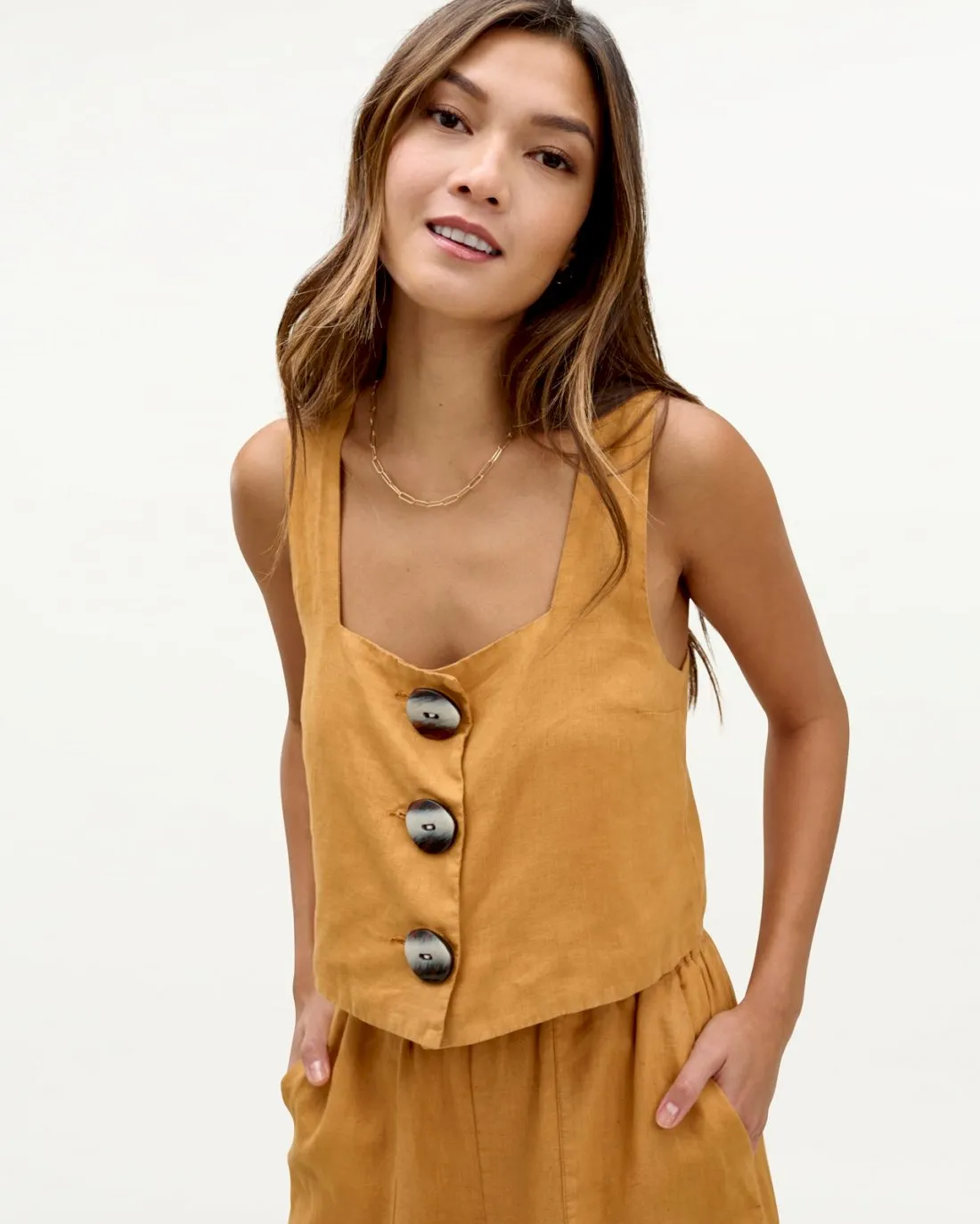 Mary Lawless Lee x Splendid Cross Back Linen Tank