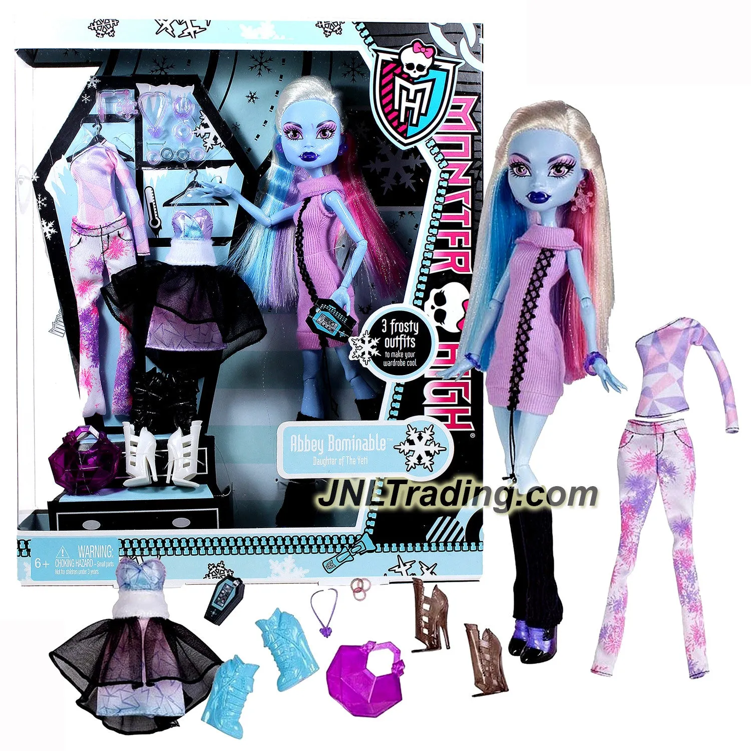 Mattel Year 2011 Monster High I Love Fashion 12 Inch Doll - Abbey Bominable with 3 Sets of Outfit, 3 Pairs of Shoes, Necklace, Phone and Handbag