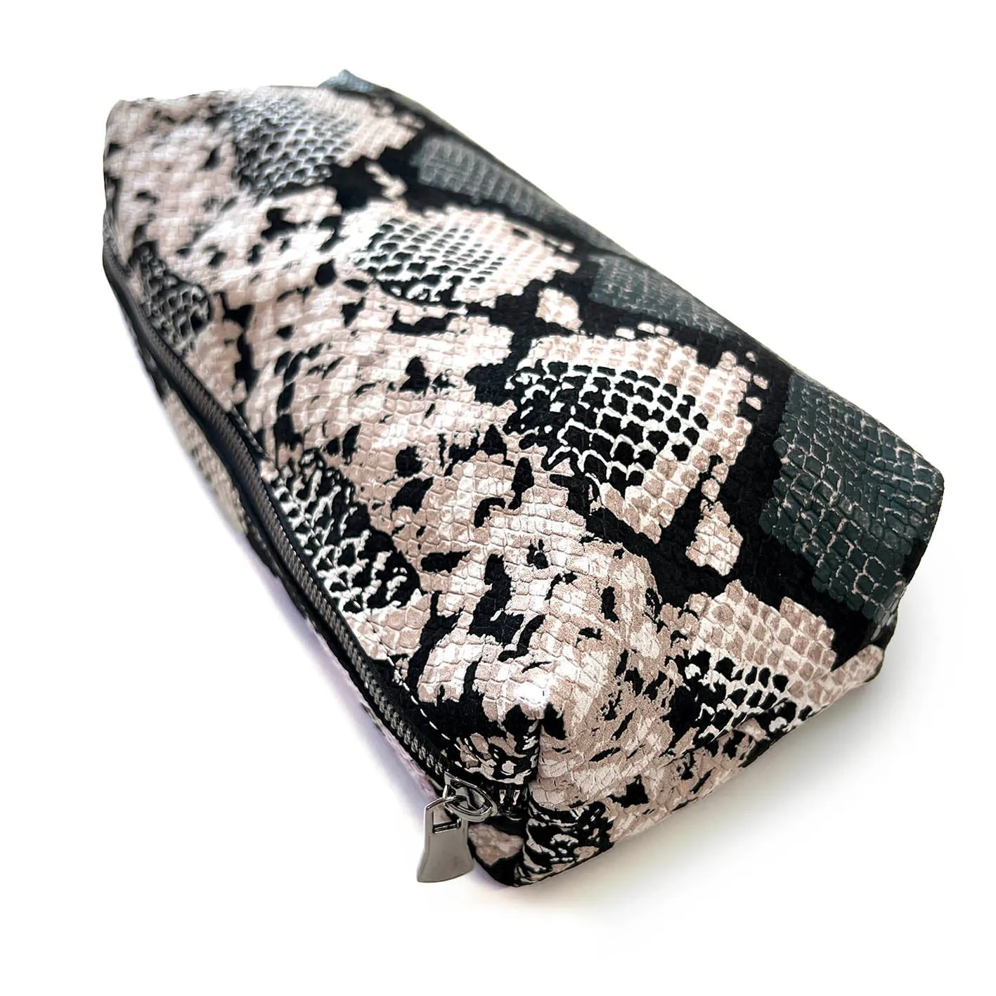 MIBA MINI LEATHER BAG / Stone   Dark Green Snake Print