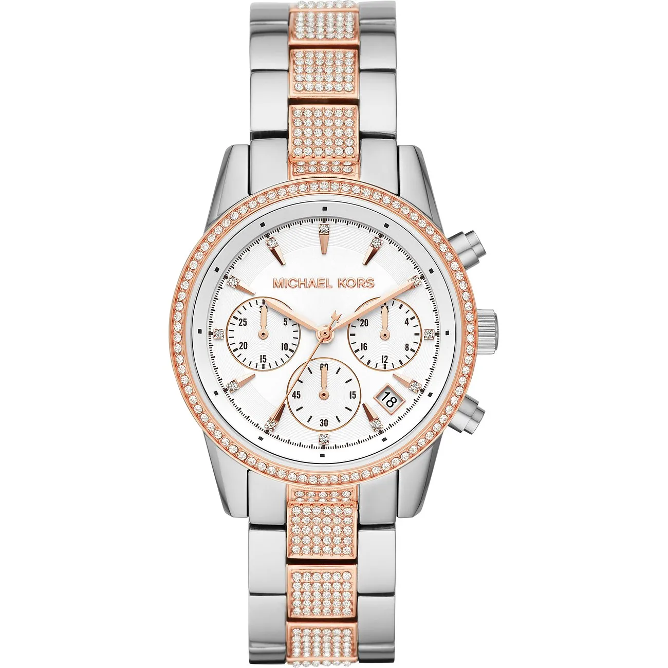 Michael Kors Ritz Pavé Two-Tone wristwatch, silver/pink