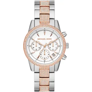 Michael Kors Ritz Pavé Two-Tone wristwatch, silver/pink