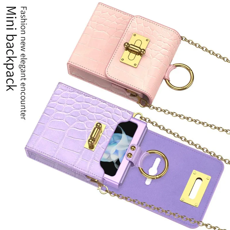 Mini Messenger Bag With Chain With Card Slot Pocket Case For Samsung Z Flip