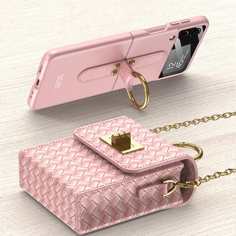Mini Messenger Bag With Chain With Card Slot Pocket Case For Samsung Z Flip