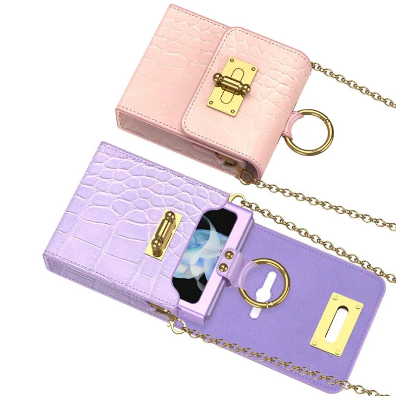 Mini Messenger Bag With Chain With Card Slot Pocket Case For Samsung Z Flip