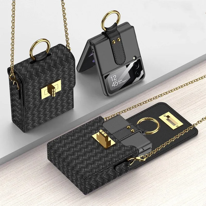 Mini Messenger Bag With Chain With Card Slot Pocket Case For Samsung Z Flip