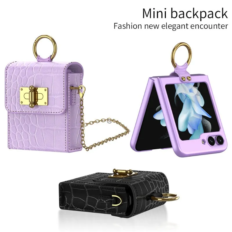 Mini Messenger Bag With Chain With Card Slot Pocket Case For Samsung Z Flip