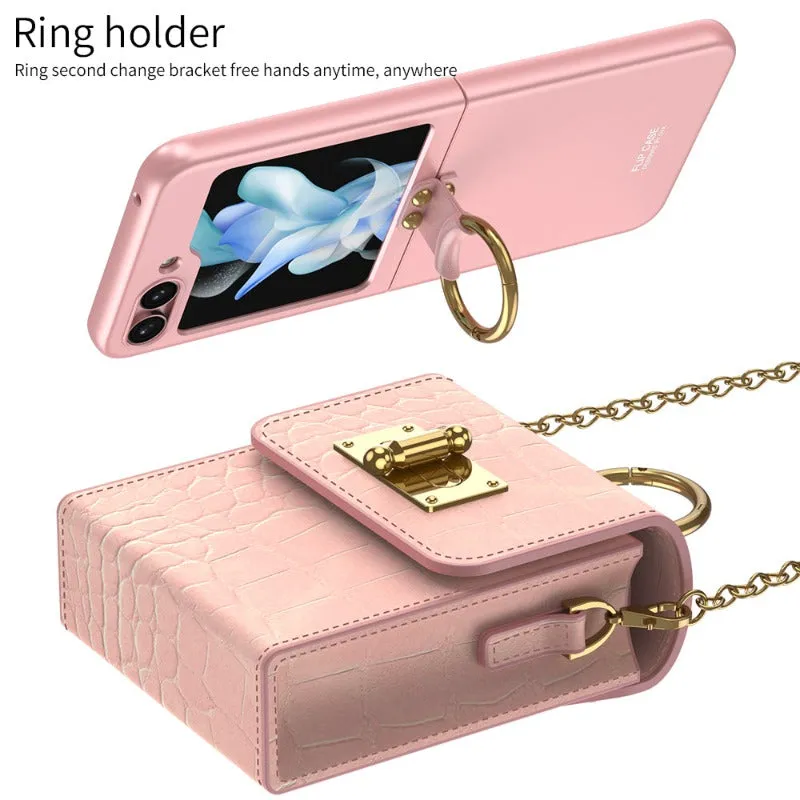 Mini Messenger Bag With Chain With Card Slot Pocket Case For Samsung Z Flip