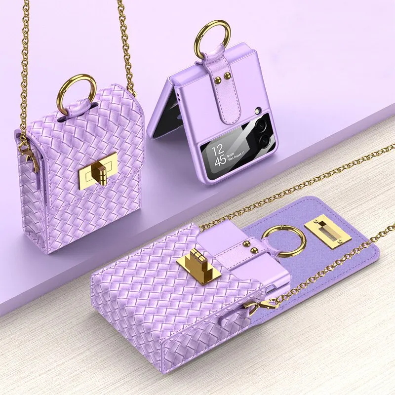 Mini Messenger Bag With Chain With Card Slot Pocket Case For Samsung Z Flip