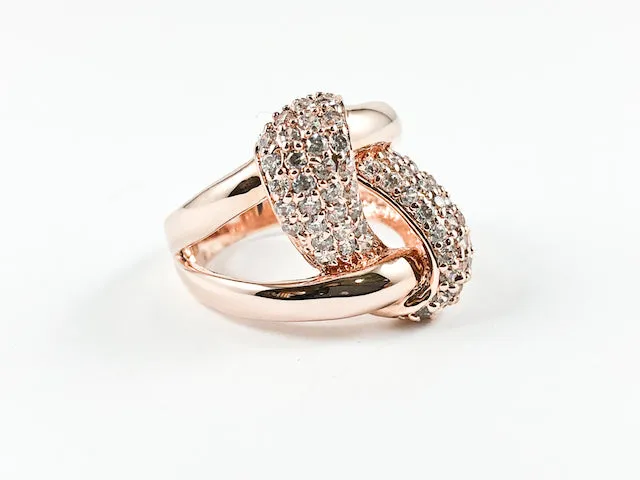 Modern Elegant Open Works Knot Design Rose Gold Tone Brass Ring