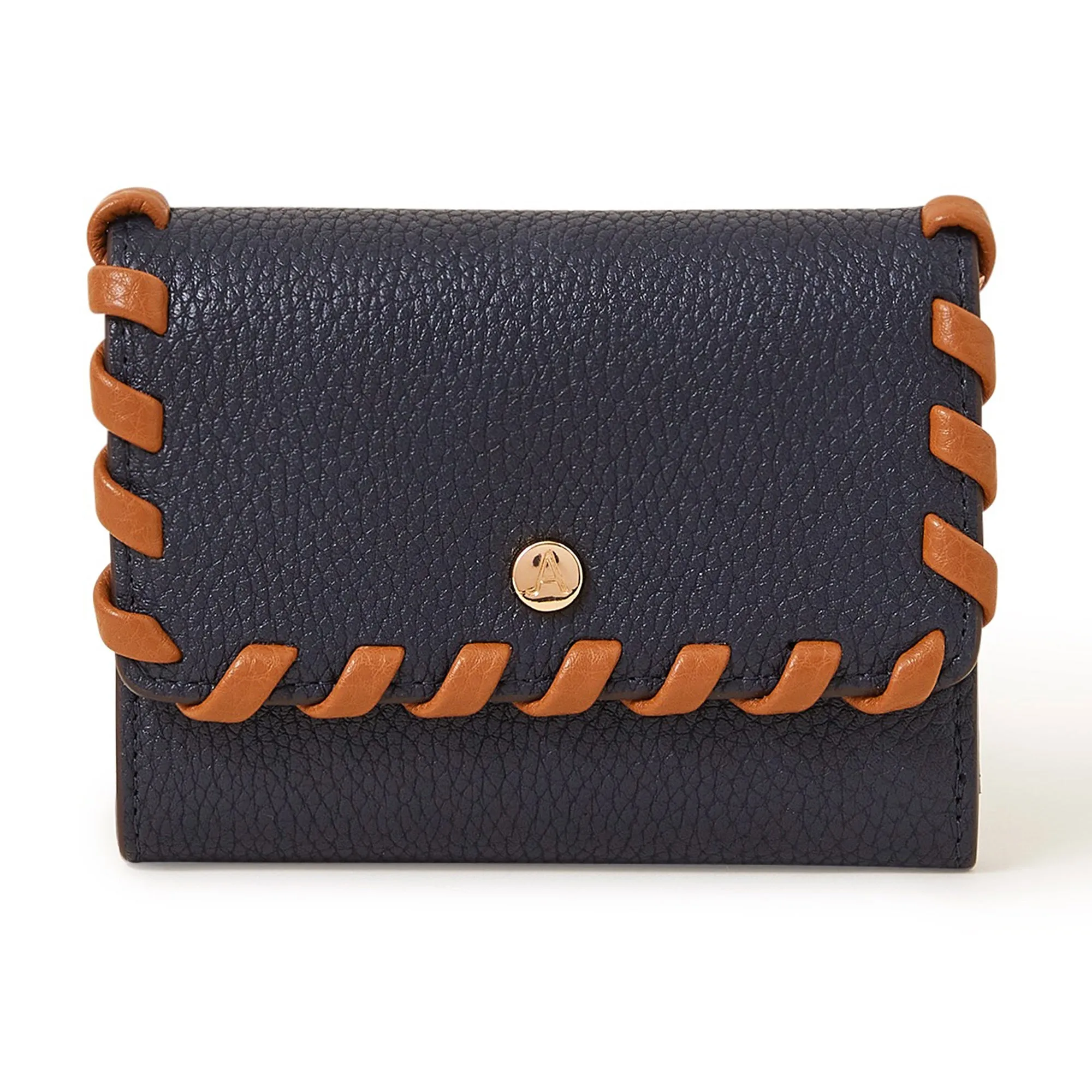 Navy Whipstitch Faux Leather Purse