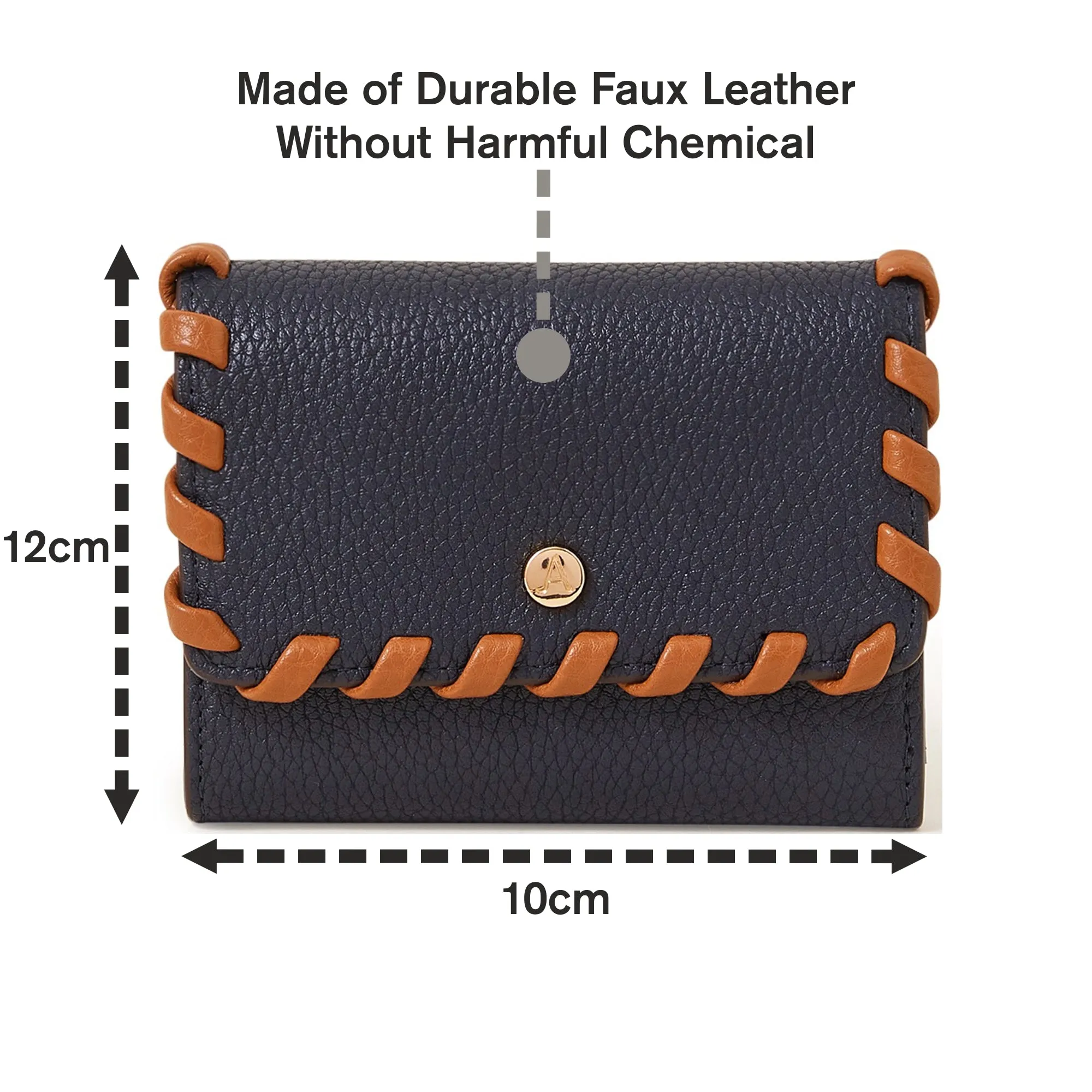Navy Whipstitch Faux Leather Purse