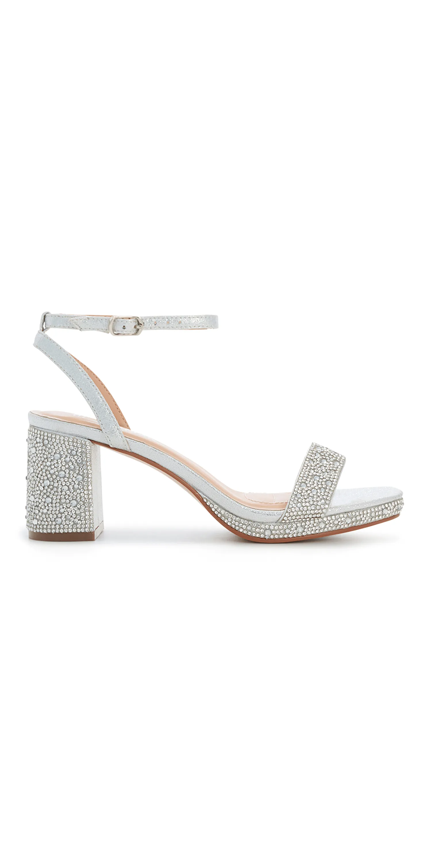 Nelly-3 Rhinestone Block Low Heel Platform Sandal