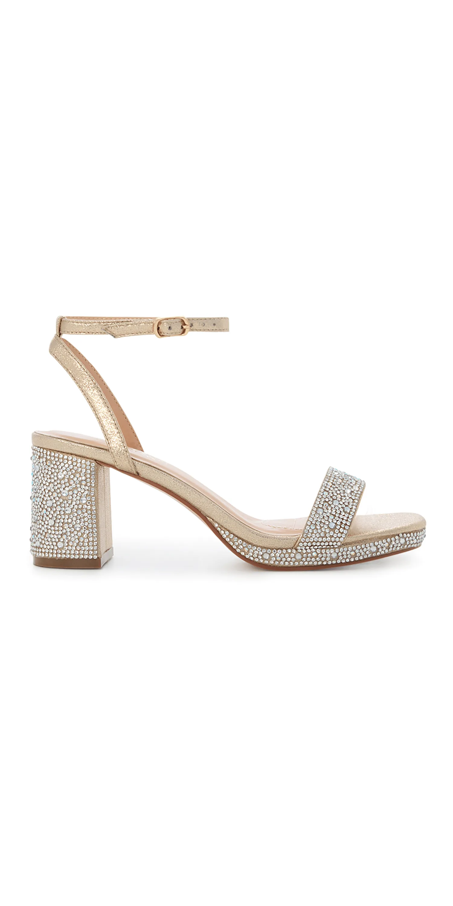 Nelly-3 Rhinestone Block Low Heel Platform Sandal