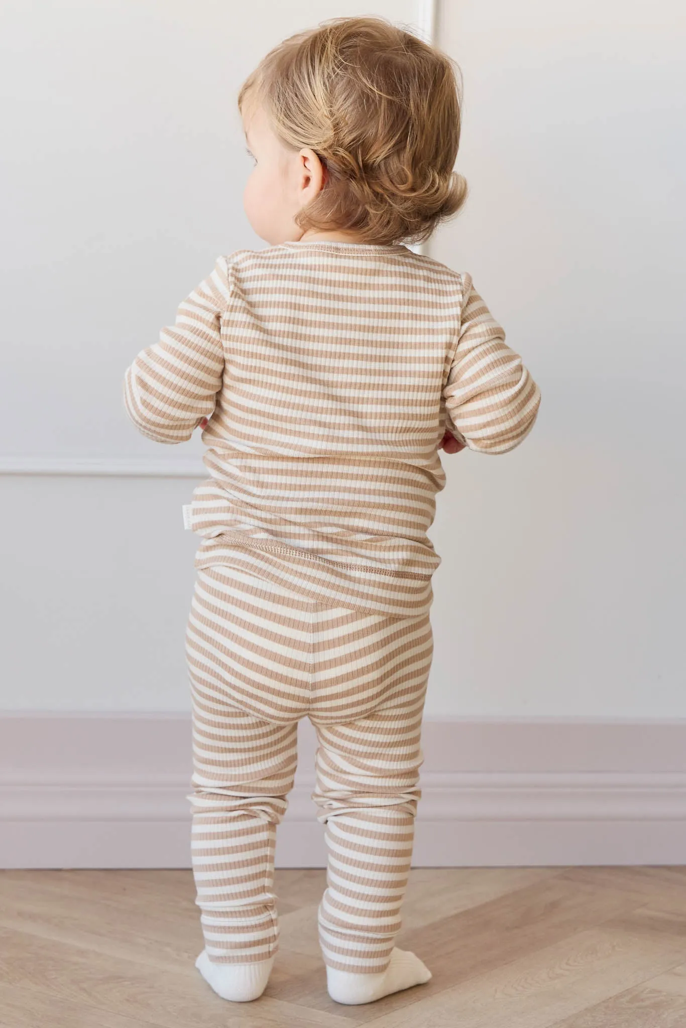 Organic Cotton Modal Everyday Legging - Narrow Stripe Baker/Cloud