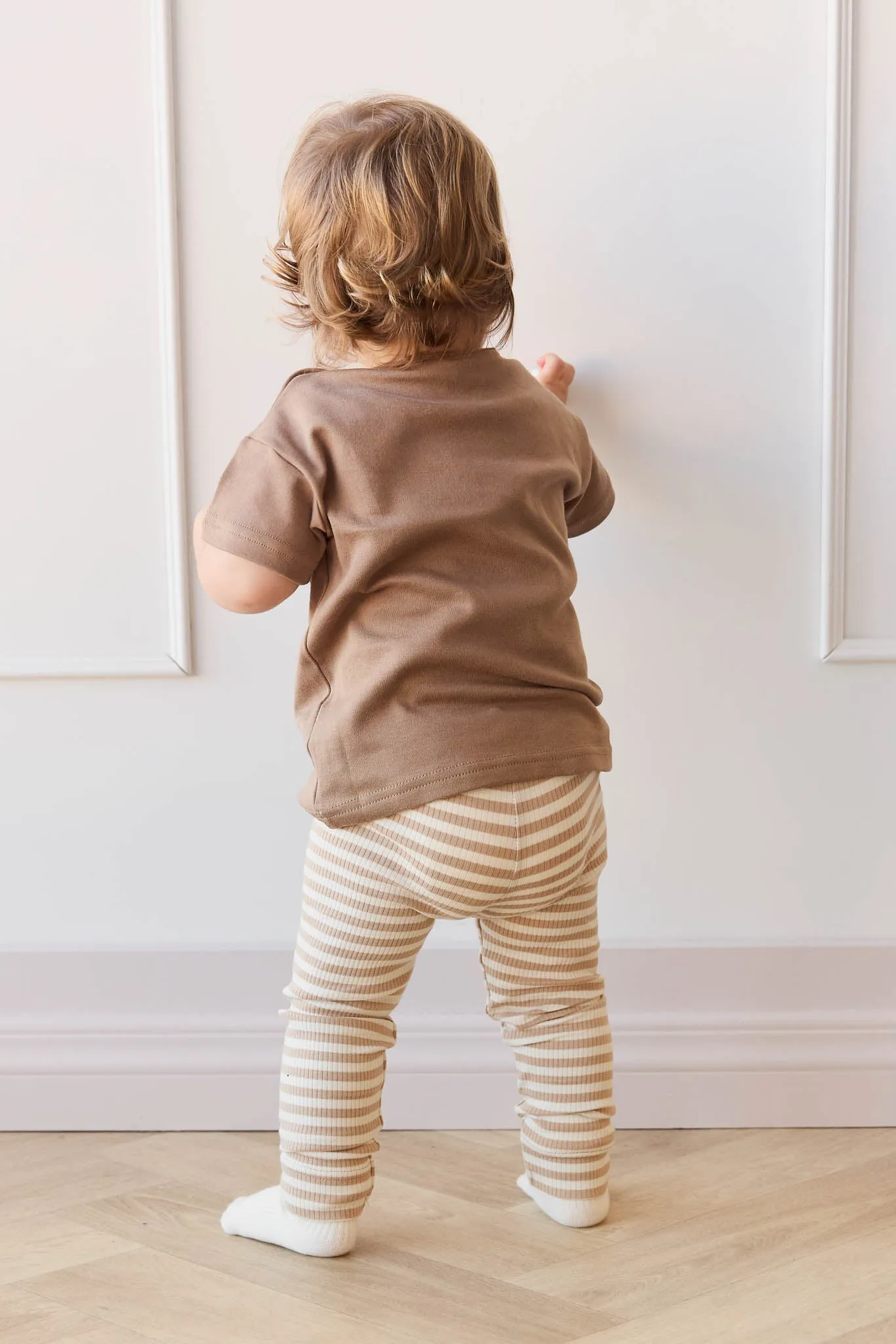 Organic Cotton Modal Everyday Legging - Narrow Stripe Baker/Cloud