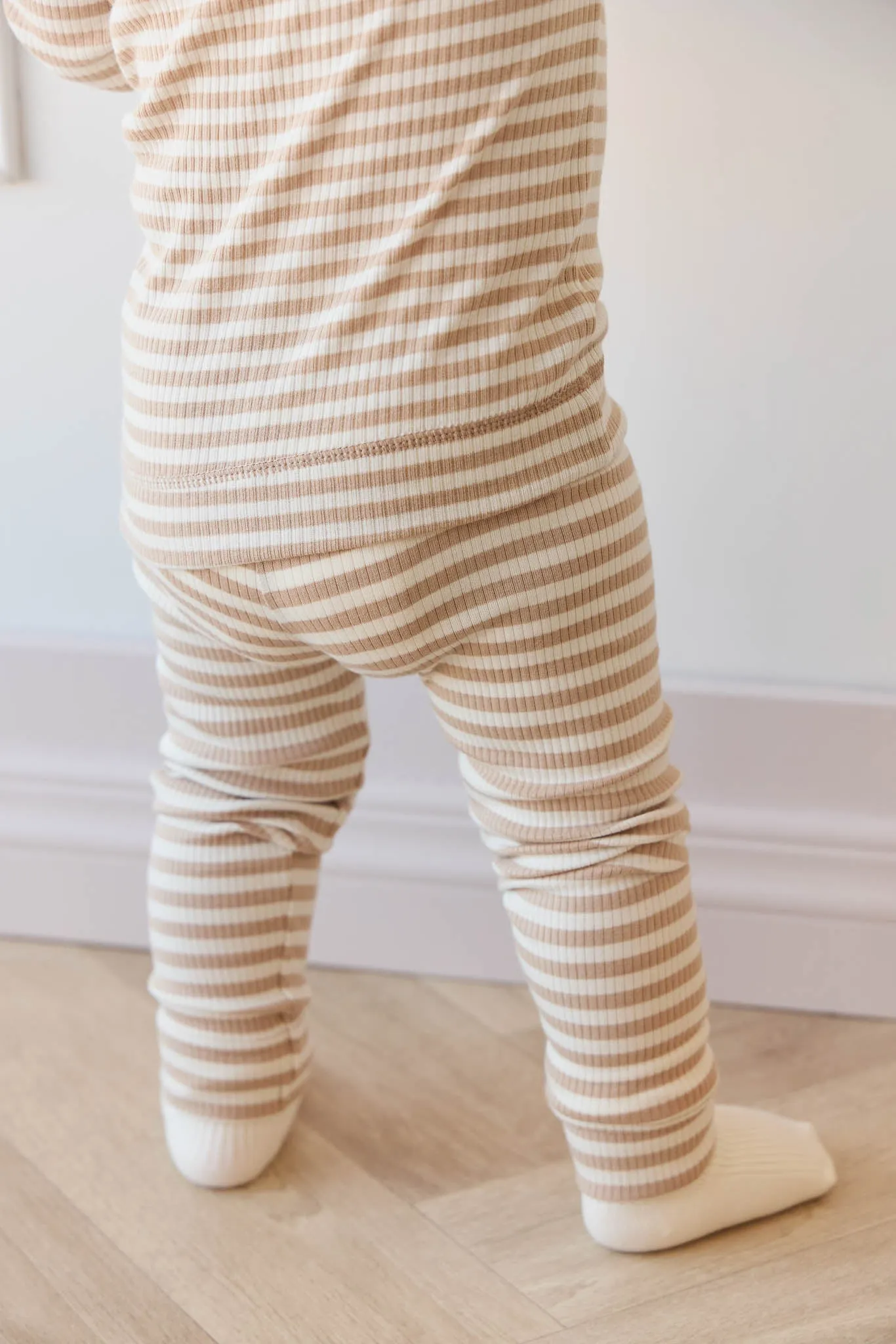 Organic Cotton Modal Everyday Legging - Narrow Stripe Baker/Cloud