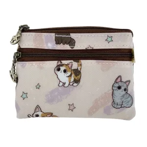 Pink Cat Yoga Keychain Coin Purse