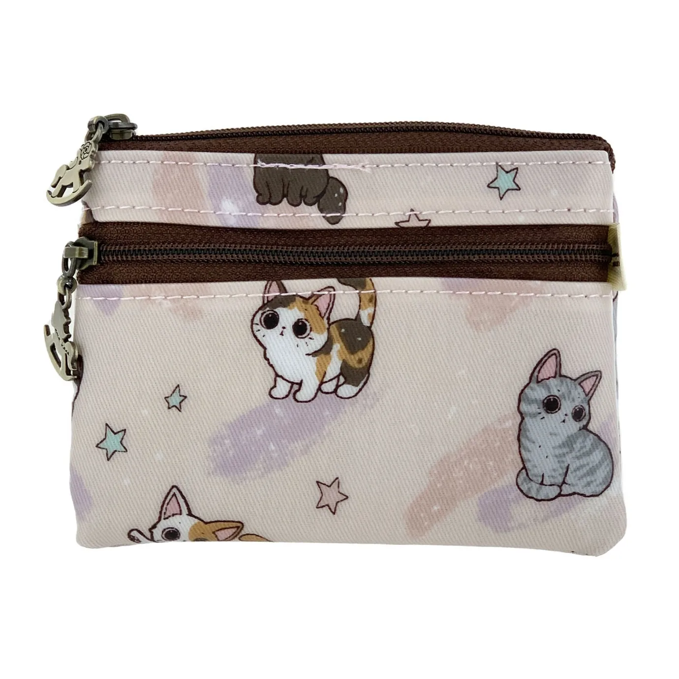 Pink Cat Yoga Keychain Coin Purse